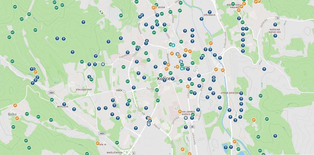 Ascunzători de geocaching în zona Košice